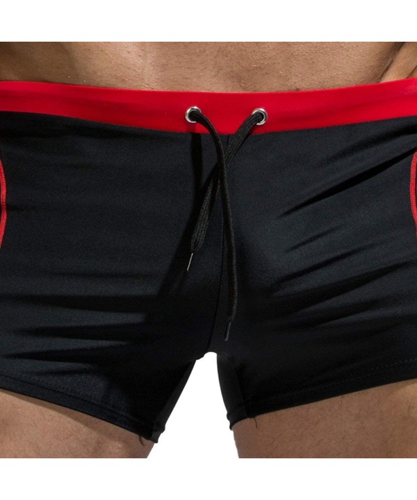 Men Swim Trunks Boxer Briefs Square Compression Leg Short Swimsuit - D-red - CS1973952KU $27.18-Briefs