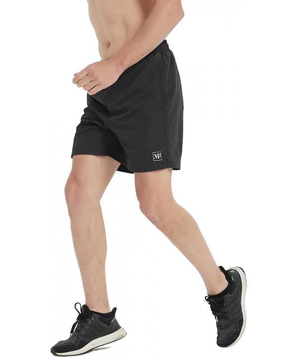 Mens Running Shorts Board Shorts Quick Dry Swim Trunks Swimsuit Beachwear with Mesh Lining - Black - C4194X5ZD0T $15.08-Board...