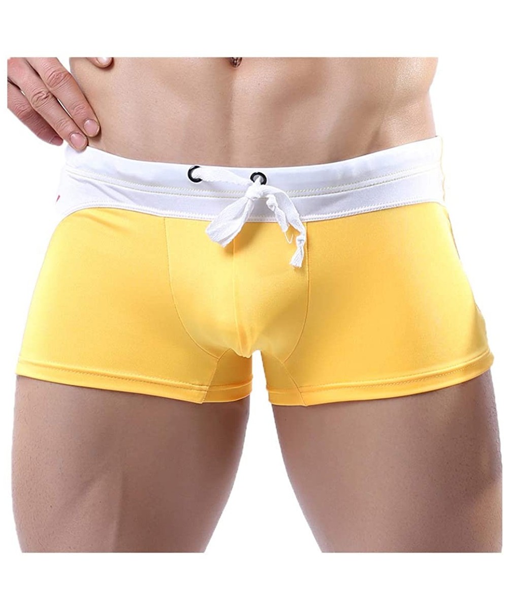 Men's Swim Trunks Quick Dry Pulling Rope Slim Fit Swimming Shorts Beach Swimwear Bathing Suits - Zz-yellow - CD196IG3H5I $12....