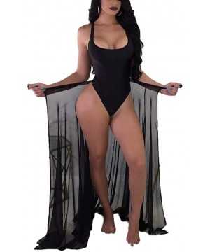 Women's Dyeing Bikini One Piece Swimsuit+Ponchos Cover Up Set Beach Dress - Black-2 - C218E88C0IW $31.46-One-Pieces