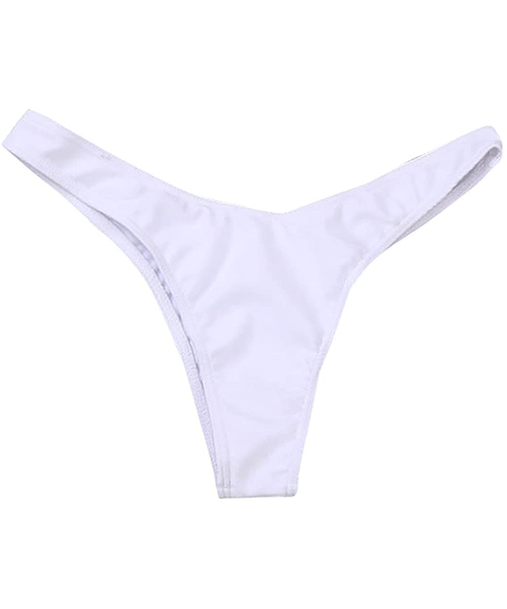 Womens Sexy Bikini Bottoms Swimsuit Swimwear Cheeky V Thong Swim Trunks - White - CD18N8DH094 $10.52-Tankinis