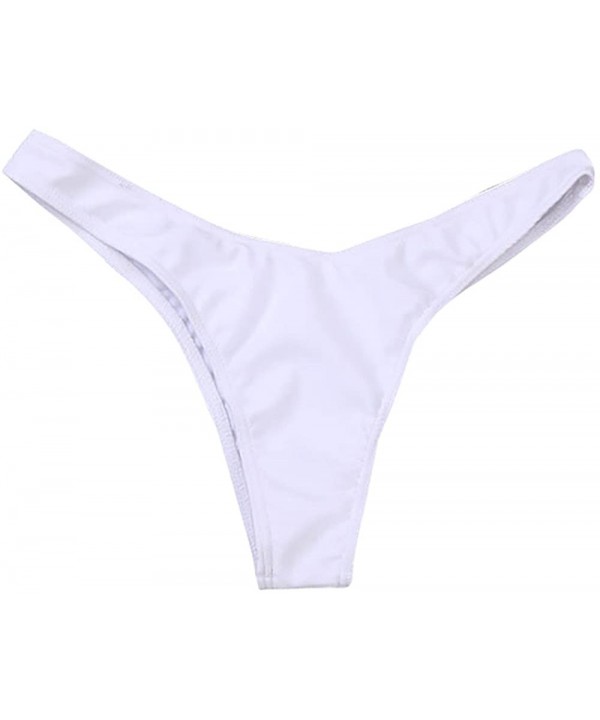 Womens Sexy Bikini Bottoms Swimsuit Swimwear Cheeky V Thong Swim Trunks - White - CD18N8DH094 $10.52-Tankinis