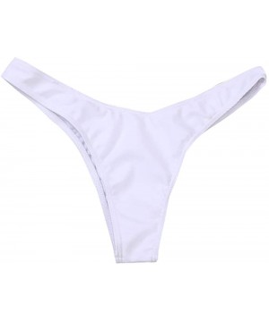 Womens Sexy Bikini Bottoms Swimsuit Swimwear Cheeky V Thong Swim Trunks - White - CD18N8DH094 $10.52-Tankinis