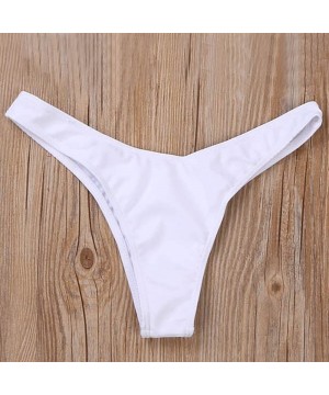 Womens Sexy Bikini Bottoms Swimsuit Swimwear Cheeky V Thong Swim Trunks - White - CD18N8DH094 $10.52-Tankinis