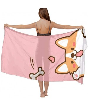 Great Swimsuit Accessories Summer Beach Cute Funny Corgi Dog Pink Shawl Chiffon Holiday Beach Sarong Beach Scarf Wrap Beach S...