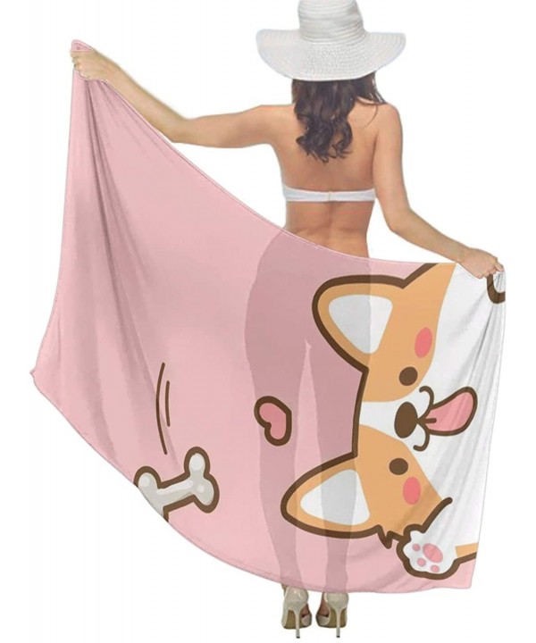 Great Swimsuit Accessories Summer Beach Cute Funny Corgi Dog Pink Shawl Chiffon Holiday Beach Sarong Beach Scarf Wrap Beach S...