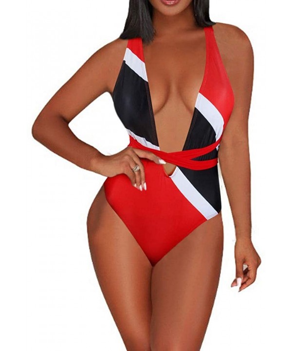 Women's One Piece Caribbean Flag Rasta Body Shaping Monokini Swimsuit Swimwear Bathing Suit - Trinidad and Tobago - CV193Z4ZN...