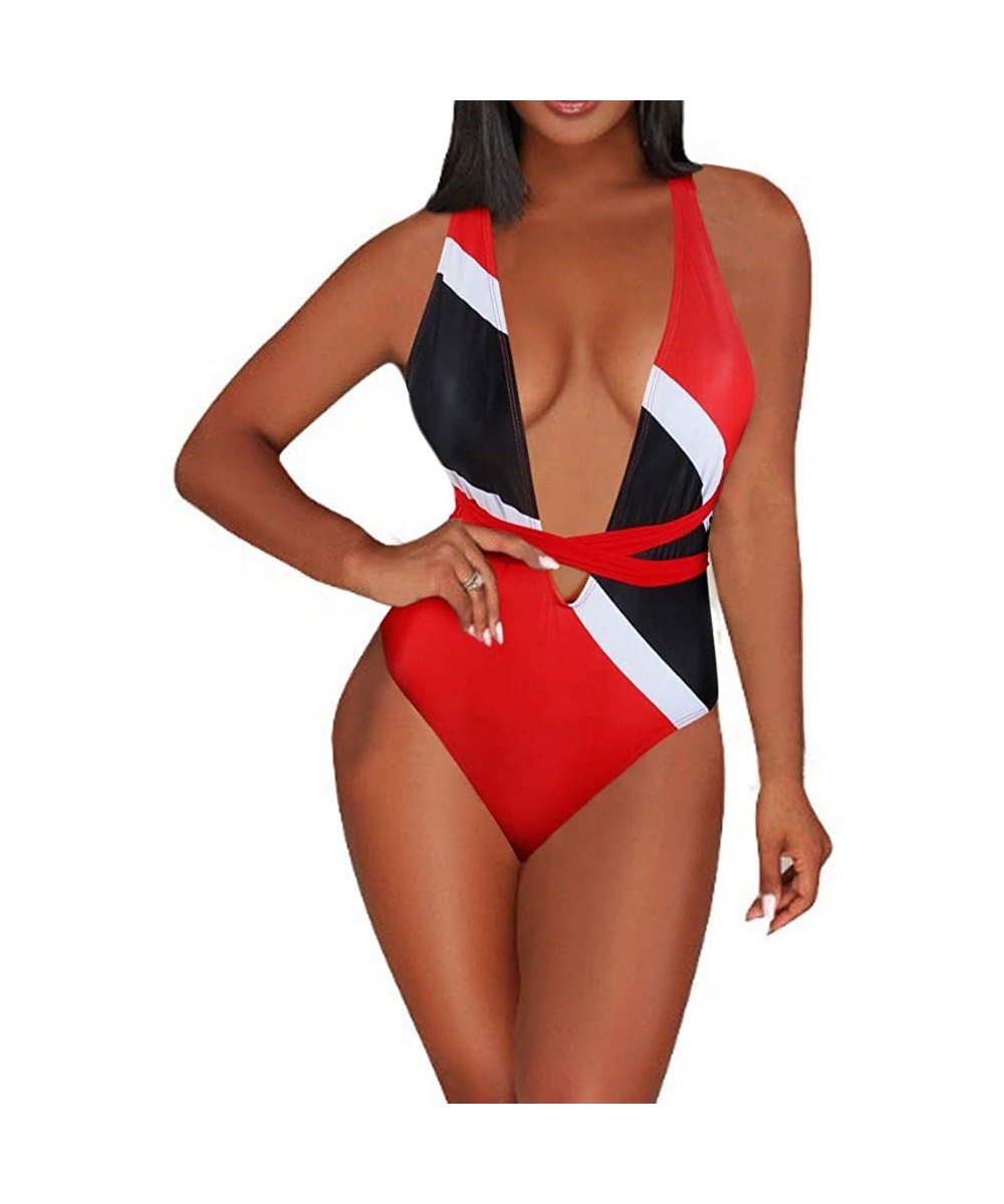 Women's One Piece Caribbean Flag Rasta Body Shaping Monokini Swimsuit Swimwear Bathing Suit - Trinidad and Tobago - CV193Z4ZN...