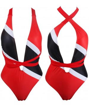 Women's One Piece Caribbean Flag Rasta Body Shaping Monokini Swimsuit Swimwear Bathing Suit - Trinidad and Tobago - CV193Z4ZN...