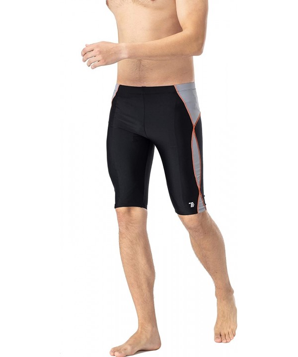 Men's Jammers Swimsuit Quick Dry Endurance Long Racing Training Athletic Swimming - Blackwhite - CZ19323T85I $14.08-Racing