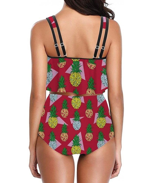 Digital Pineapple Vintage Two Piece Party Push Up Swimsuit Cheeky Classic Skirt for Womens - Style1-3 - CY19DHA8XAL $26.50-Ra...