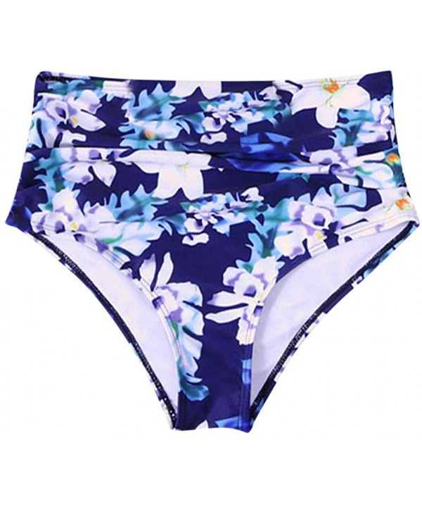 Womens High Waisted Bikini Swim Pants Shorts Bottom Swimsuit Swimwear Bathing - Blue - CV194G2IZHH $7.85-Tankinis