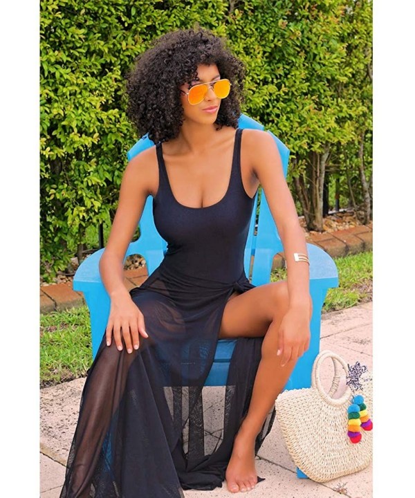 Women's Dyeing Bikini One Piece Swimsuit+Ponchos Cover Up Set Beach Dress - Black-2 - CA18H3CXKDH $23.50-One-Pieces