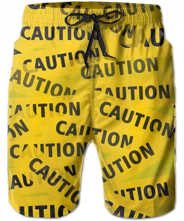 Caution Tape Mens Summer Beachwear Sports Running Swim Board Shorts Mesh Lining - CY18U28AL85 $25.52-Board Shorts