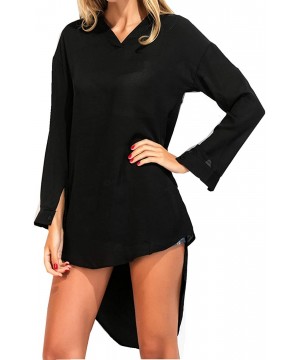 Women's Chiffon Swimsuit Bikini Beach Cover Up Shirt Beach Bathing Suit for Swimwear S-XXL - Black - CP193ZE6M2W $16.72-Cover...