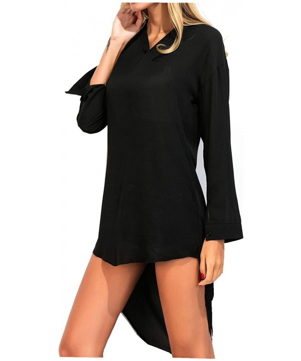 Women's Chiffon Swimsuit Bikini Beach Cover Up Shirt Beach Bathing Suit for Swimwear S-XXL - Black - CP193ZE6M2W $16.72-Cover...