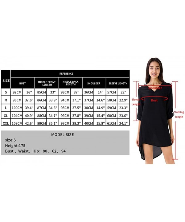 Women's Chiffon Swimsuit Bikini Beach Cover Up Shirt Beach Bathing Suit for Swimwear S-XXL - Black - CP193ZE6M2W $16.72-Cover...