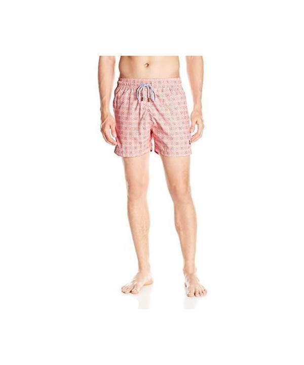 Men's Vintage Pattern Volley Swim Trunk - Dark Orange - C517YWD749W $35.84-Trunks