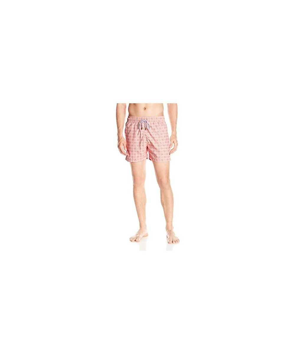 Men's Vintage Pattern Volley Swim Trunk - Dark Orange - C517YWD749W $35.84-Trunks