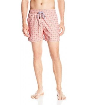 Men's Vintage Pattern Volley Swim Trunk - Dark Orange - C517YWD749W $35.84-Trunks