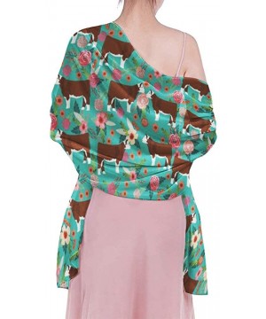 Women Chiffon Scarf Sunscreen Shawl Wrap Swimsuit Cover Up Beach Sarongs - Hereford Cow Cattle Floral - C719C4KAM5I $22.33-Co...