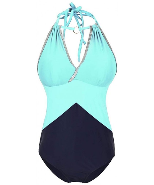 Women One-Piece Bikini Set Cross Splice Push Up Pad Swimwear Fashion Swimsuit Sling Beachwear - B-sky Blue - CS194GUHQ5Y $25....