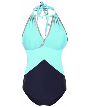 Women One-Piece Bikini Set Cross Splice Push Up Pad Swimwear Fashion Swimsuit Sling Beachwear - B-sky Blue - CS194GUHQ5Y $25....