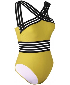 Women's One Piece Swimwear Front Crossover Swimsuits Hollow Bathing Suits Monokinis - Yellow - CV1953GM6L0 $26.91-One-Pieces