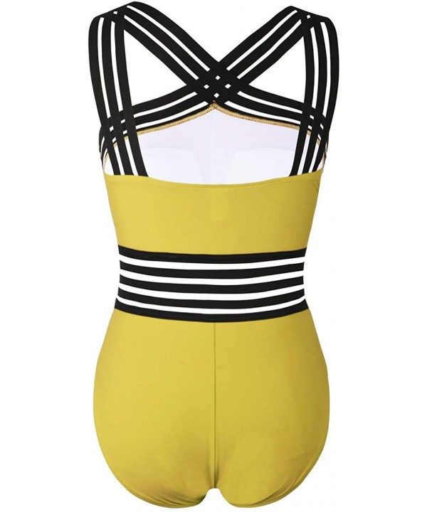 Women's One Piece Swimwear Front Crossover Swimsuits Hollow Bathing Suits Monokinis - Yellow - CV1953GM6L0 $26.91-One-Pieces