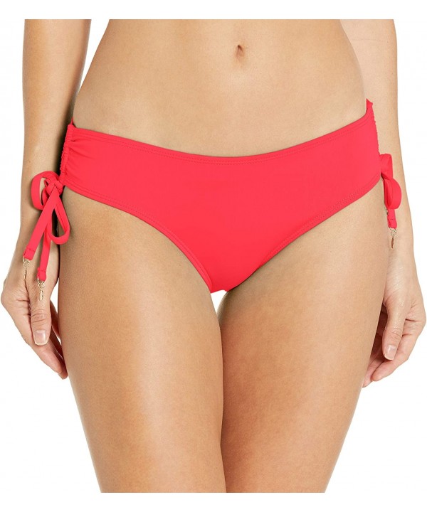 Women's Alex Solid Side Tie Adjustable Bikini Swim Bottom - Coral - CA18ZQ7KNA7 $40.65-Bottoms