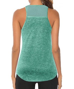 Women Workout Tops Mesh Racerback Tank Yoga Shirts Gym Clothes - M-green - CH190ZXR6Q4 $16.53-Tops