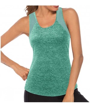 Women Workout Tops Mesh Racerback Tank Yoga Shirts Gym Clothes - M-green - CH190ZXR6Q4 $16.53-Tops