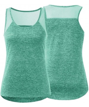 Women Workout Tops Mesh Racerback Tank Yoga Shirts Gym Clothes - M-green - CH190ZXR6Q4 $16.53-Tops