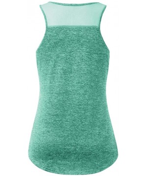 Women Workout Tops Mesh Racerback Tank Yoga Shirts Gym Clothes - M-green - CH190ZXR6Q4 $16.53-Tops