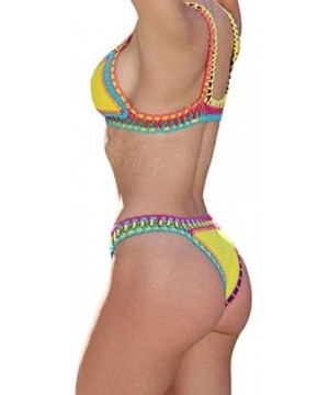 Crochet 2 Piece Bikini Set - Yellow - CF196T88I4G $42.09-Sets