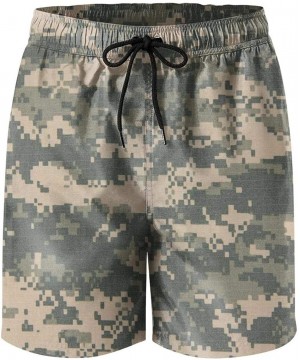 Green Camouflage Camo Army Men's Swim Trunks Bathing Suits with Pockets-Best Gifts for Men - Camo Army Camouflage-9 - CZ1903L...