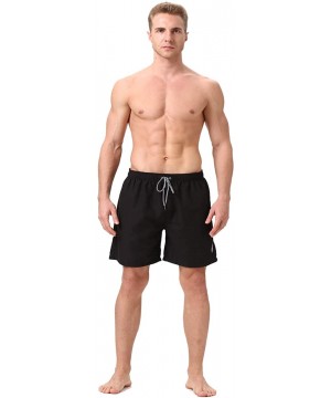 Men's Swim Trunks Quick Dry Swim Shorts for Men Swimsuits Shorts Board Trunks with Mesh Lining- Pockets for Boys - Long-black...