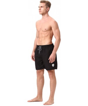 Men's Swim Trunks Quick Dry Swim Shorts for Men Swimsuits Shorts Board Trunks with Mesh Lining- Pockets for Boys - Long-black...