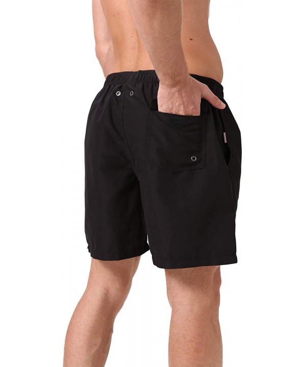 Men's Swim Trunks Quick Dry Swim Shorts for Men Swimsuits Shorts Board Trunks with Mesh Lining- Pockets for Boys - Long-black...