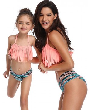 Tassel 2Pcs Family Chic Bikinis Swimsuits Swimwear Beachwear for Girl Kid Child Teens Women - B-tassel Orange - CW18NNZHXZ7 $...