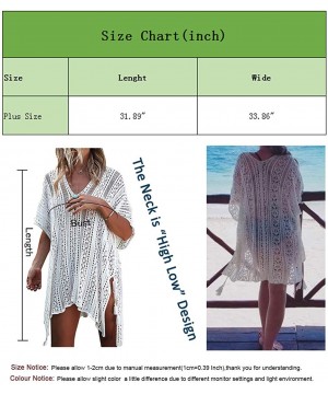 Swimsuit Cover ups for Women V-Neck Plus Size Swimwear Beach Cover up - White - CD18RLA8MIT $20.30-Cover-Ups