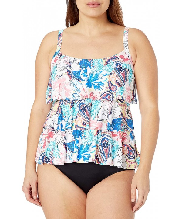 Women's Plus Size Ruffle Tankini - Admiral - C3194M0LGXZ $38.64-Tankinis