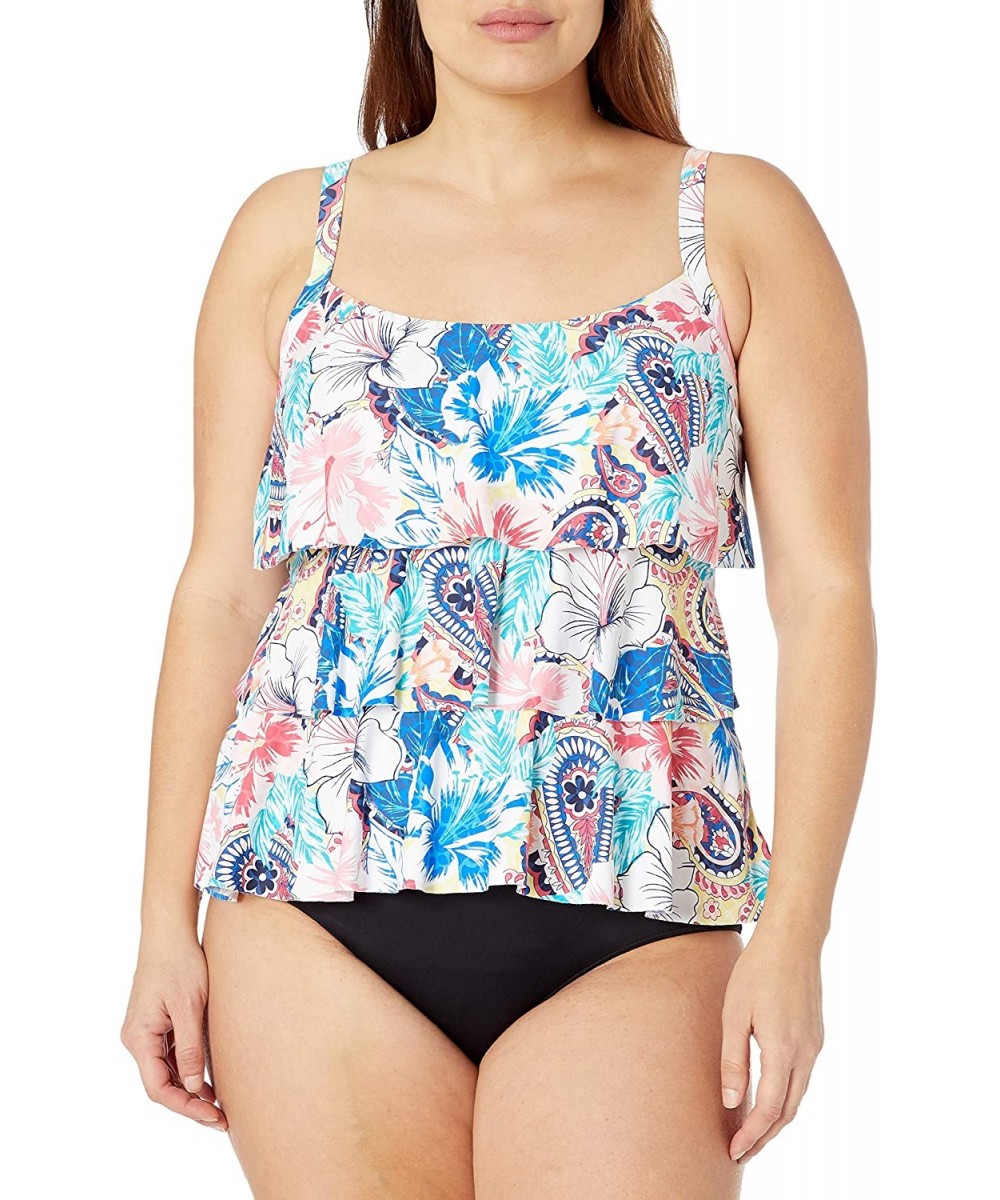 Women's Plus Size Ruffle Tankini - Admiral - C3194M0LGXZ $38.64-Tankinis