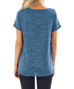 Women's Comfy Casual Long Sleeve Side Twist Knotted Tops Blouse Tunic T Shirts - Blue - C6195NHGH4N $15.87-Tops