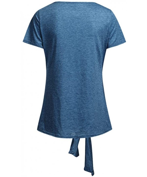 Women's Comfy Casual Long Sleeve Side Twist Knotted Tops Blouse Tunic T Shirts - Blue - C6195NHGH4N $15.87-Tops