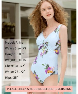 One Piece Swimsuits for Women - Soft and Colorful Floral Design - Multicolored Green - CK19997QZD3 $26.69-Racing