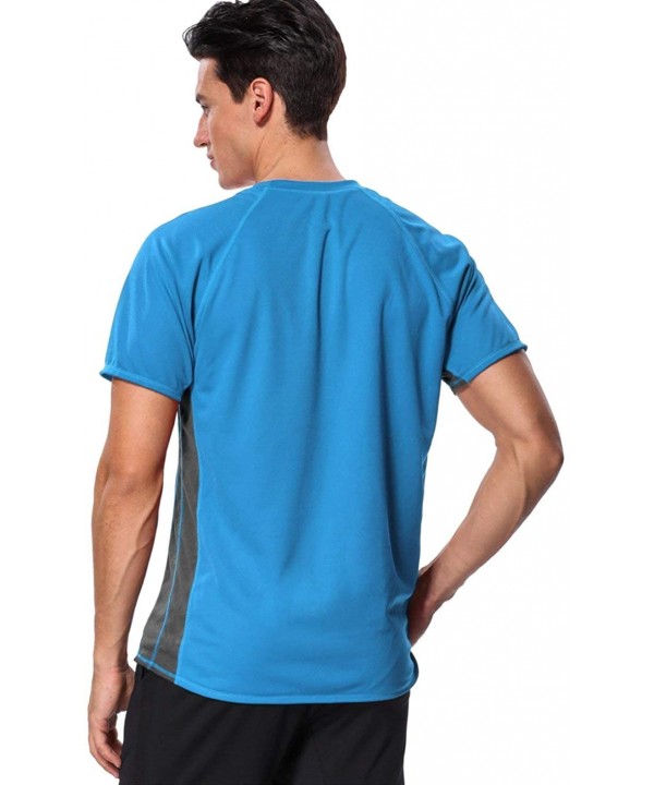 Men's UPF 50+ Rash Guard Short Sleeve Swim Shirts Sun Protection Swim Top - Blue-black - C818DH6E47S $13.35-Rash Guards