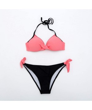 Womens Sexy Bikini Set Summer Push up Bra Swimsuit Print Beachwear Bathing Suit Swimwear (M-Red) - C518RMS3SGX $15.96-Sets