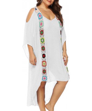 Swimsuit Cover Ups for Women Bathing Suit Coverups Plus Size Ladies Beach Dress Crochet Bikini Wear - White-plus - CW195W0WCN...