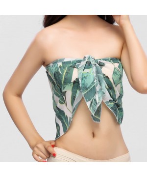 Women Swimwear Chiffon Scarf Beach Sarong Bikini Cover Up Short Swimsuit Wrap Dress Skirt - Green - CK18C3877NA $11.95-Cover-Ups